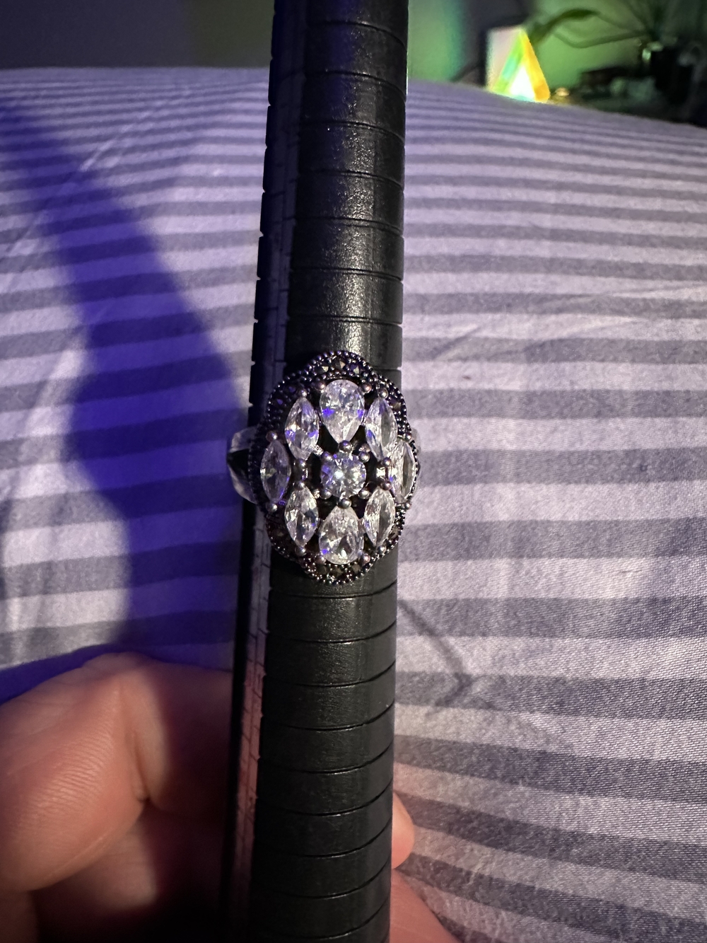 Vintage-Inspired Marquise Cluster Cocktail Ring in Sterling Silver Size 7